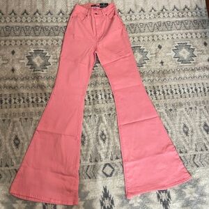 Fashion Nova Santorini Super Stretch Flare Jeans- Pink